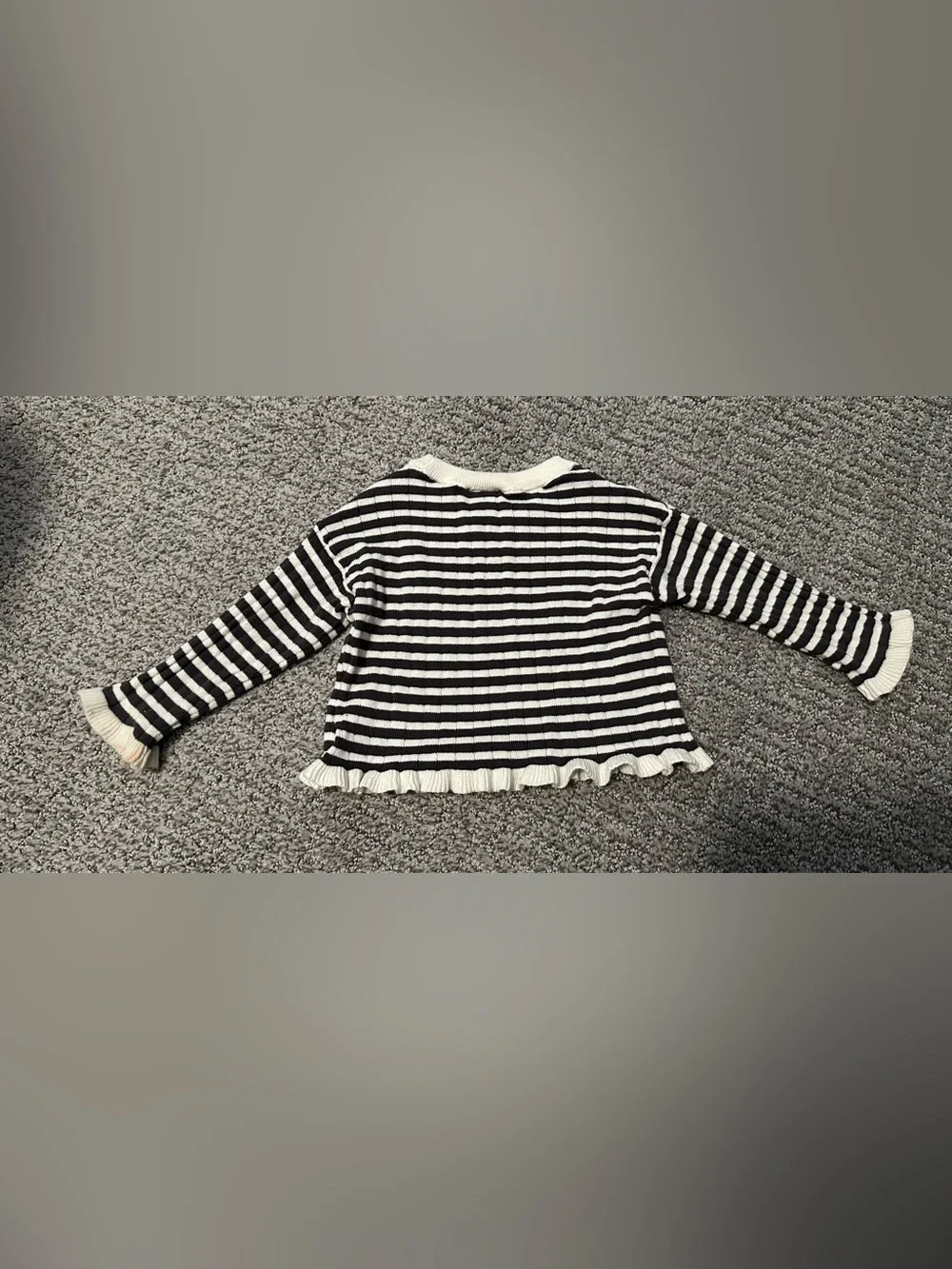 OshKosh B'gosh Black & White Stripe Ruffle Hem Sweater